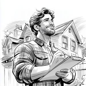 Image of a contractor inspecting a house