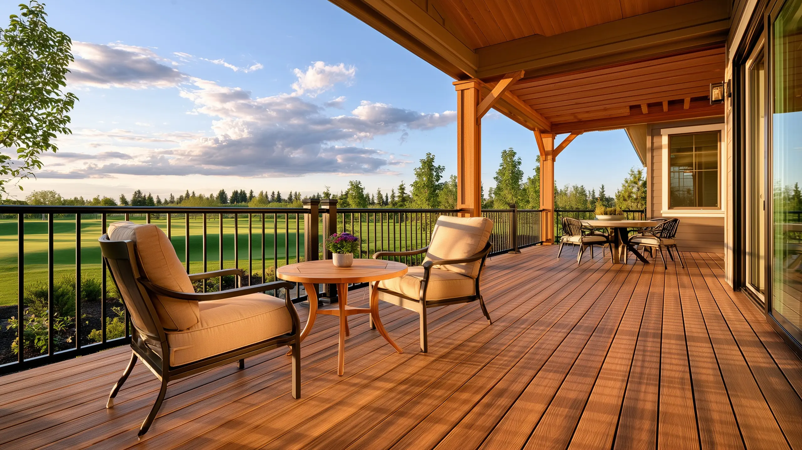 Beautiful modern custom deck construction layout